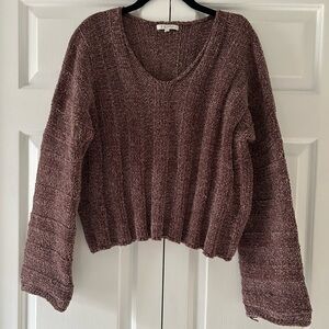 Z Supply V-Neck Sweater Brown Burgundy